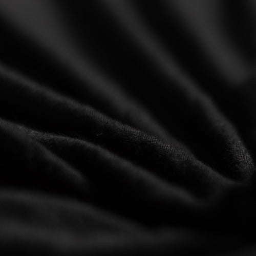 close up of black merino wool fabric 